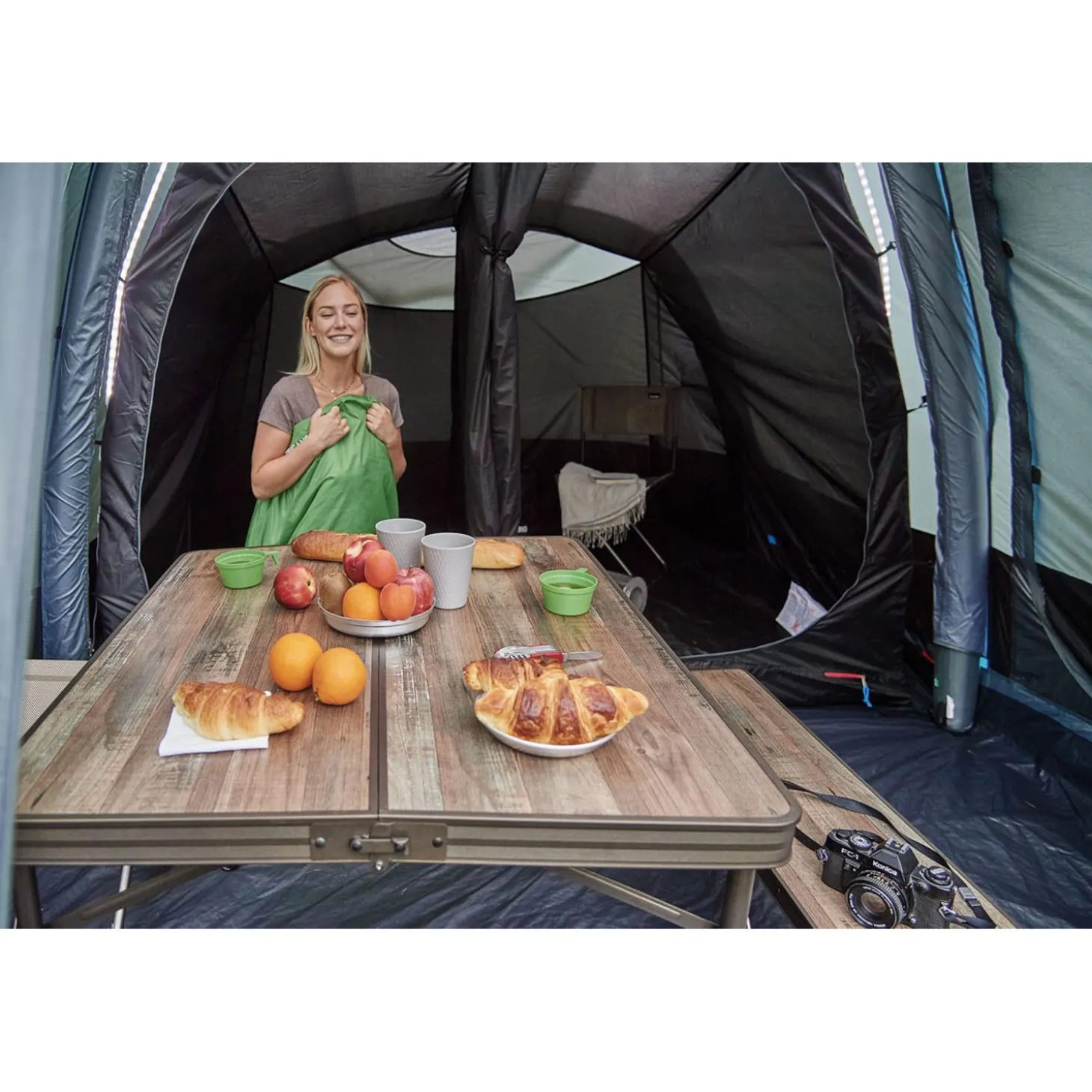 Trigano Table Camping Bois Flotte + 2 Bancs< Table De Camping